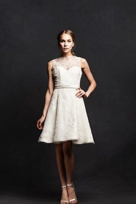 Robe de mariée courte plissage simple noeud en dentelle