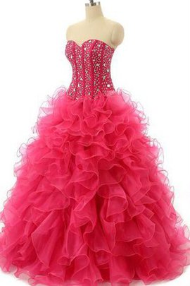 Robe de quinceanera cordon en tulle avec sans manches en organza avec chiffon