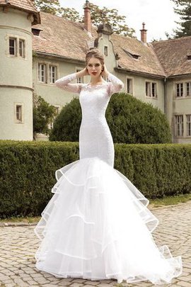 Robe de mariée naturel discrete de sirène trou de serrure ruchés longs