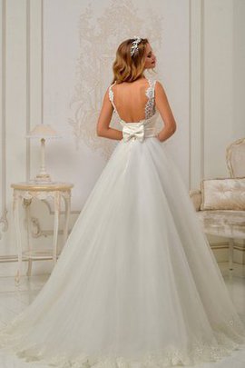 Robe de mariée intemporel avec nœud de col bateau avec cristal dos nu