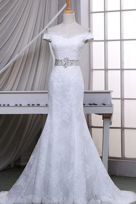 Robe de mariée intemporel avec perle de sirène jusqu'au sol d'epaule ajourée