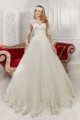 Robe de mariée elégant ceinture avec manche longue avec nœud en dentelle