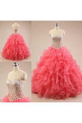 Robe de quinceanera pailleté avec lacets en dentelle de lotus en organza