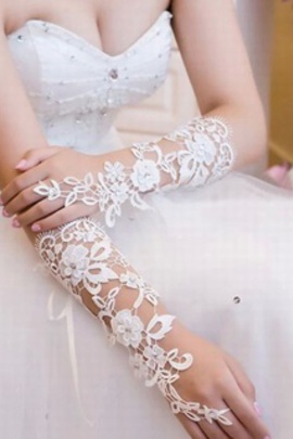 Élégante dentelle gants blanc moderne de mariée merveilleux