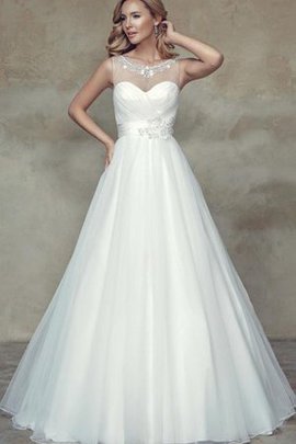 Robe de mariée longue naturel col u profond longueur au niveau de sol entrecroisé