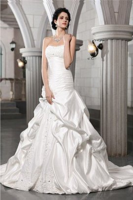 Robe de mariée longue de tour de ceinture en haute ligne a avec perle appliques