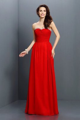 Robe demoiselle d'honneur longue avec zip col en forme de cœur manche nulle a-ligne