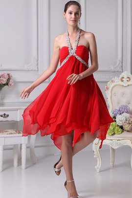 Robe de cocktail en chiffon de tour de ceinture en haute dénudé de col en cœur