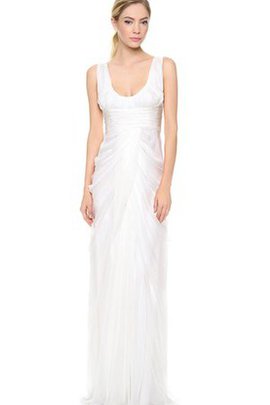 Robe de mariée plissé longueur au ras du sol v col profonde de lotus manche nulle