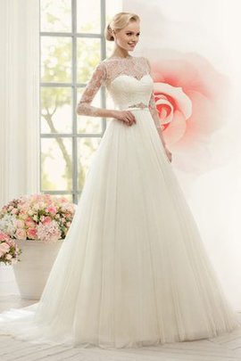 Robe de mariée romantique de traîne courte a-ligne avec bouton longueur au ras du sol