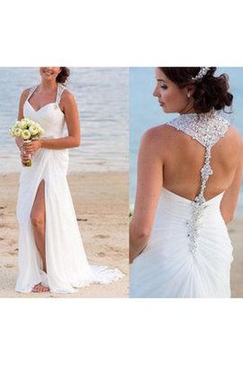 Robe de mariée facile en chiffon de traîne courte ruché de fourreau