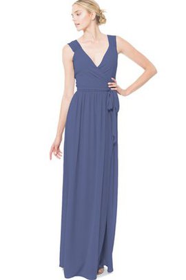 Robe demoiselle d'honneur impressioé avec chiffon fendu latérale manche nulle