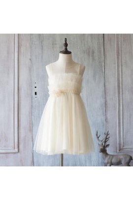 Robe de cortège enfant plissé de lotus ruché textile en tulle avec sans manches