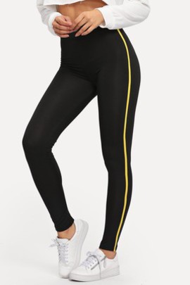 Legging rayé à taille élastique à panneau