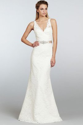 Robe de mariée distinguee longue v encolure de traîne courte avec sans manches