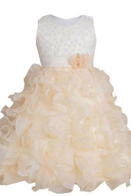 Robe de cortège enfant naturel a-ligne de mode de bal textile en tulle avec gradins