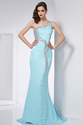 Robe de bal naturel longue de traîne courte d'épaule asymétrique en chiffon