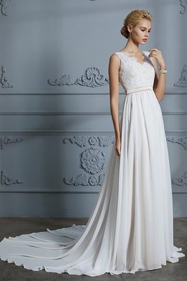 Robe de mariée ligne a de traîne moyenne mode avec chiffon naturel