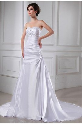 Robe de mariée avec perle de princesse de traîne mi-longue ligne a cordon