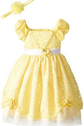 Robe de cortège enfant bref encolure en carré ligne a avec fleurs avec manche courte