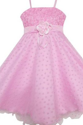 Robe de cortège enfant longueur mollet avec fleurs a-ligne avec zip textile taffetas