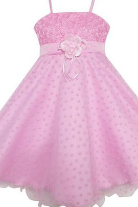 Robe de cortège enfant longueur mollet avec fleurs a-ligne avec zip textile taffetas