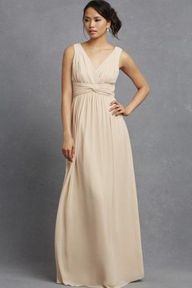 Robe demoiselle d'honneur moderne ruché avec sans manches avec chiffon v encolure