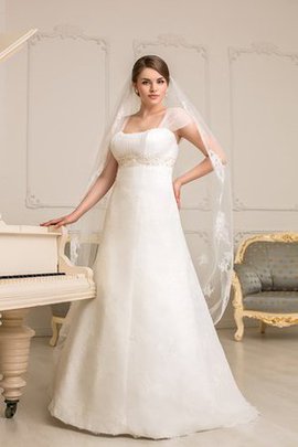 Robe de mariée cordon ligne a avec manche courte jusqu'au sol avec perle