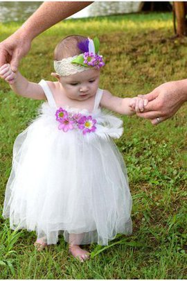 Robe de cortège enfant textile en tulle ceinture avec plume de lotus manche nulle