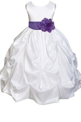 Robe de cortège enfant manche nulle encolure ronde avec fleurs a-ligne de lotus