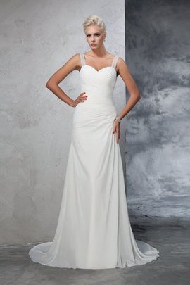 Robe de mariée longue ruché avec sans manches de traîne moyenne de sirène