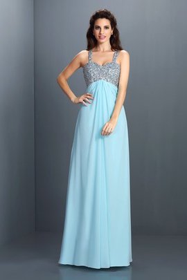 Robe de soirée longue avec sans manches bretelles spaghetti avec perle avec chiffon