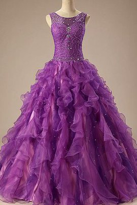 Robe de quinceanera naturel avec sans manches de mode de bal avec perle en satin