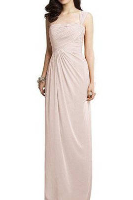 Robe demoiselle d'honneur a-ligne ruché avec chiffon jusqu'au sol d'épaule asymétrique