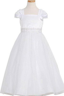 Robe de cortège enfant pailleté encolure en carré avec manche courte a-ligne