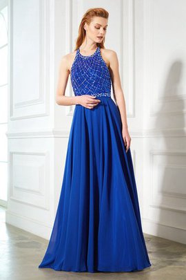 Robe de soirée ligne a décolleté dans le dos avec perle en chiffon de princesse