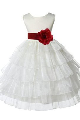 Robe de cortège enfant avec zip avec fleurs ligne a avec gradins encolure ronde