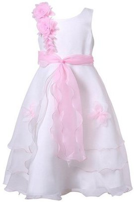 Robe de cortège enfant ligne a avec fleurs avec gradins manche nulle