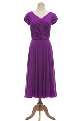 Robe demoiselle d'honneur plissage manche nulle v encolure avec chiffon fermeutre eclair