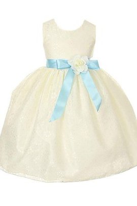 Robe de cortège enfant naturel col u profond en dentelle ligne a avec fleurs