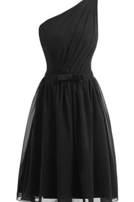 Robe de graduation ligne a manche nulle avec ruban ceinture d'épaule asymétrique