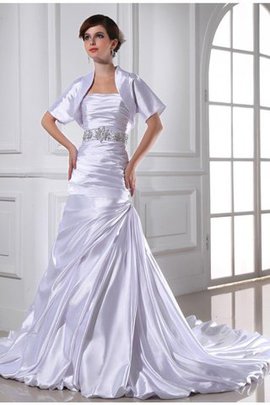 Robe de mariée avec perle appliques de bustier avec lacets manche nulle