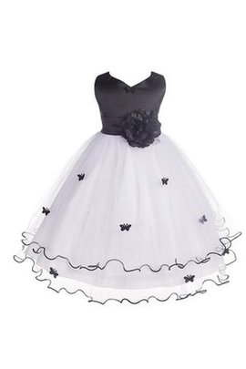 Robe de cortège enfant textile en tulle ligne a avec sans manches avec fleurs avec nœud