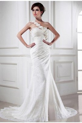 Robe de mariée longue avec décoration dentelle manche nulle avec perle de sirène