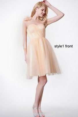 Robe demoiselle d'honneur simple de lotus avec zip col en forme de cœur ruché