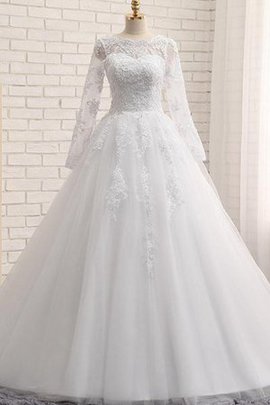 Robe de mariée cordon en dentelle avec manche longue avec bouton col en bateau