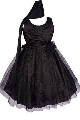 Robe de cortège enfant plissage en tulle encolure ronde avec fleurs avec sans manches