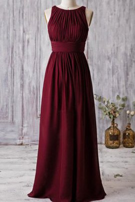 Robe demoiselle d'honneur plissage naturel col en bateau ligne a avec chiffon