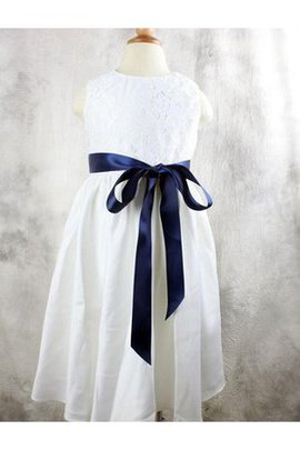 Robe de cortège enfant plissé longue a-ligne longueur au niveau de sol de col bateau