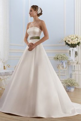 Robe de mariée naturel simple longue en satin de traîne courte